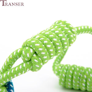 Transer Pet Supply Dog Toys Dogs Chew Teeth Clean Outdoor Traning Fun Playing Green Rope Ball Toy For Large Small Dog Cat 71229