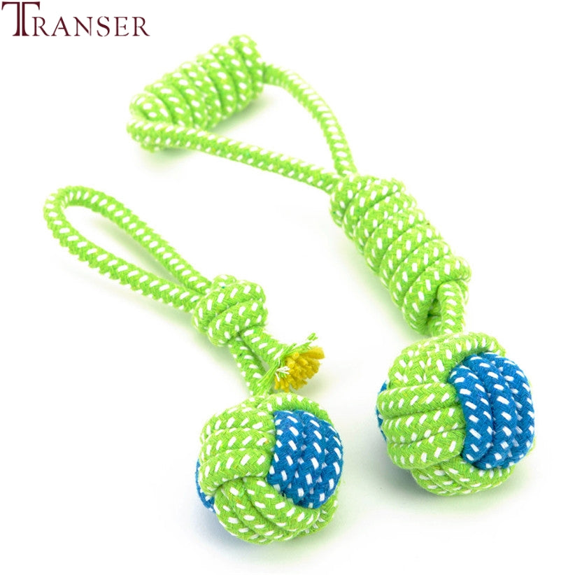 Transer Pet Supply Dog Toys Dogs Chew Teeth Clean Outdoor Traning Fun Playing Green Rope Ball Toy For Large Small Dog Cat 71229