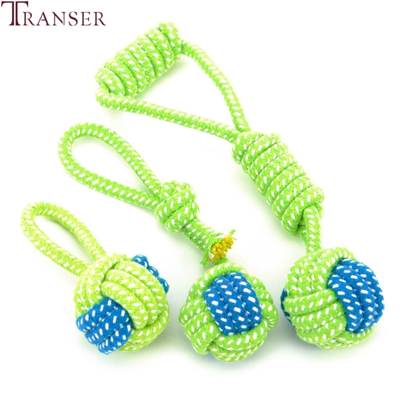 Transer Pet Supply Dog Toys Dogs Chew Teeth Clean Outdoor Traning Fun Playing Green Rope Ball Toy For Large Small Dog Cat 71229